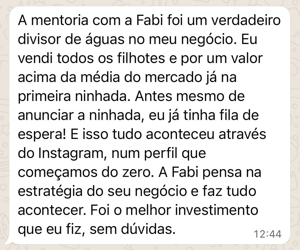 Depoimento de Michelle Lamah sobre resultados no Instagram com a mentoria da Fabi Moritz